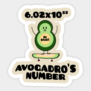 Funny Chemistry Joke Avogadros Number on Skateboard So Smart Avocado Puns Sticker